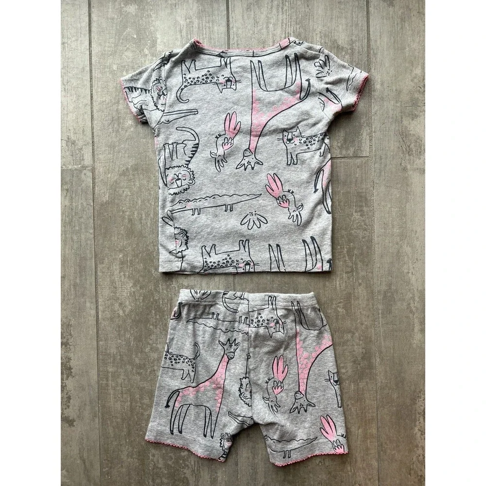 Baby Toddler Girl 2 Piece Pjs Pajama Sleep Set Cotton Zoo Animals 2T Cute